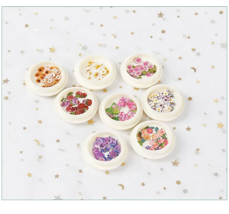 

Lidan Colorful Flowers Small Daisies Nail Wood Pulp Chips Stickers Ins Emulate Dried Flower Nail Jewelry Patch