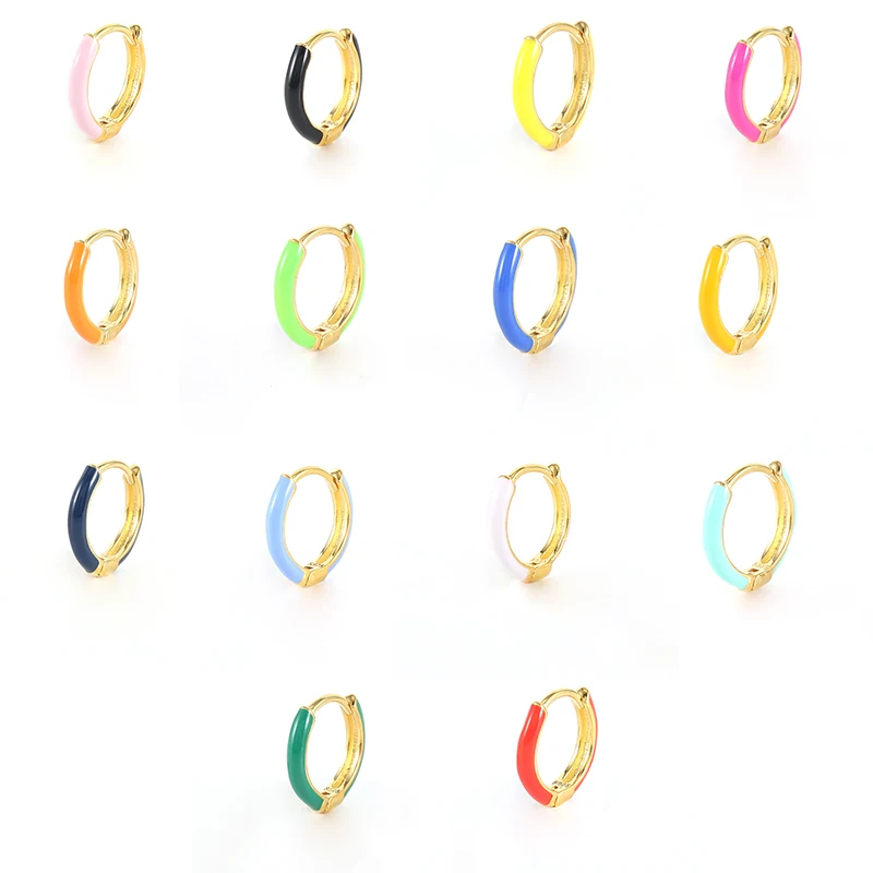 

ROXI wholesale summer fashion trend Minimalist ins color enamel hoop earrings jewelry