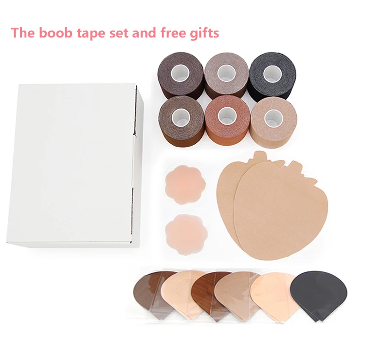 

Free Shipping Boob Tape Adhesive Breast Lift Up Tape With Free Nipple Cover Test Patch, Skin/new skin/light skin/black/coffee/tan/brown/pink/white