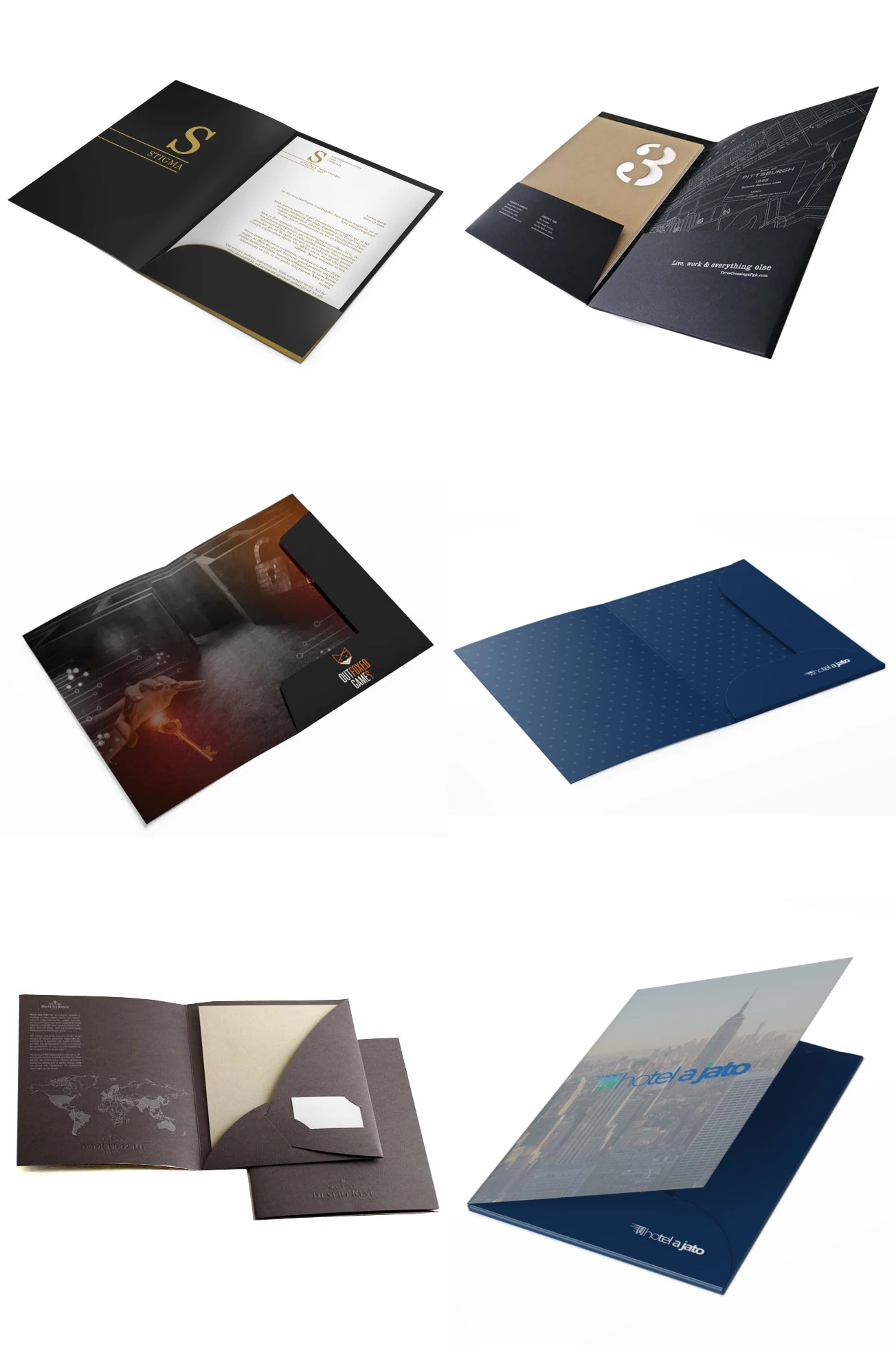 Custom Made A4 A3 Marketing Corporate Presentation Folder Pocket Custom Printing Paper File