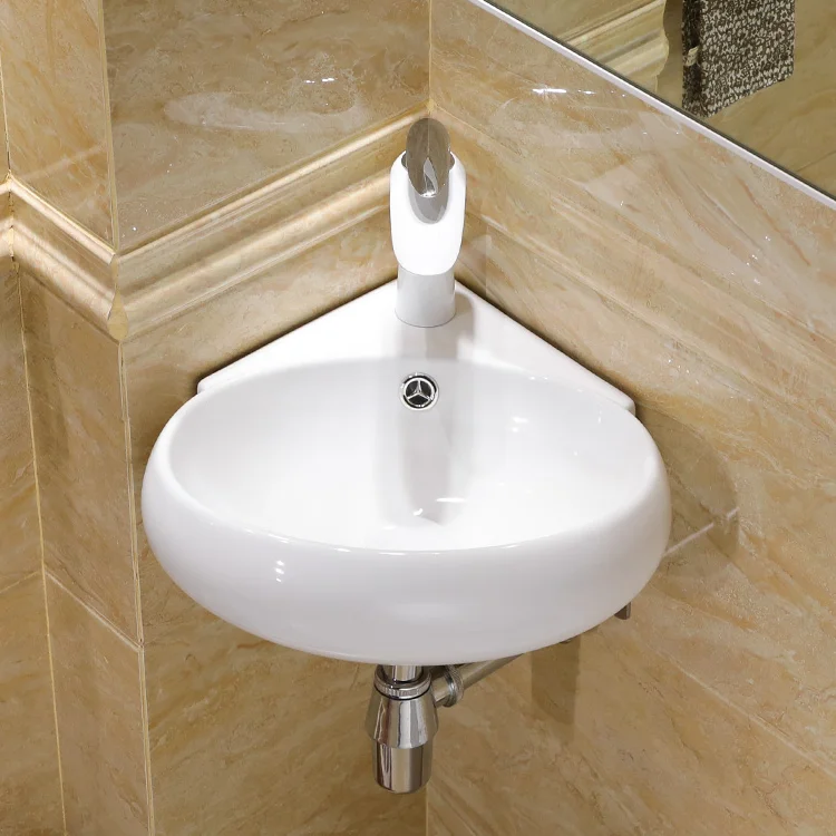 Wall hung basin white triangle surface wall mounted bathroom sink wash basin