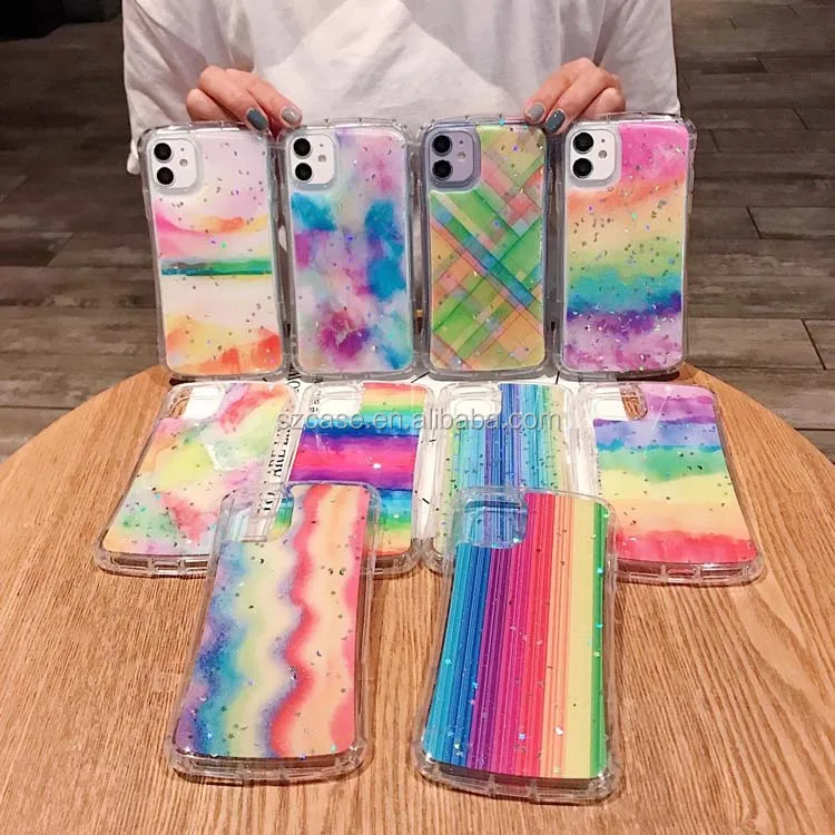 

Protect Armor Shockproof Transparent Colorful Hard Acrylic Glue Printing Mobile Phone Back Cover Case For Iphone 6 6S Plus (5.5)