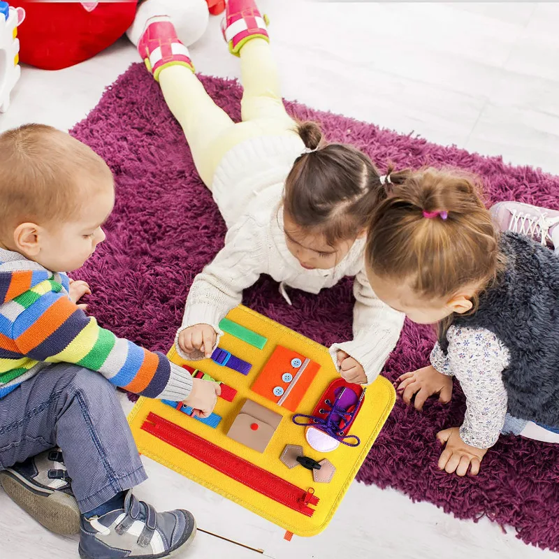
Toddler Busy Board Montessori Toys Basic Skills Board for kids Educational Toddler Buckle Toys 