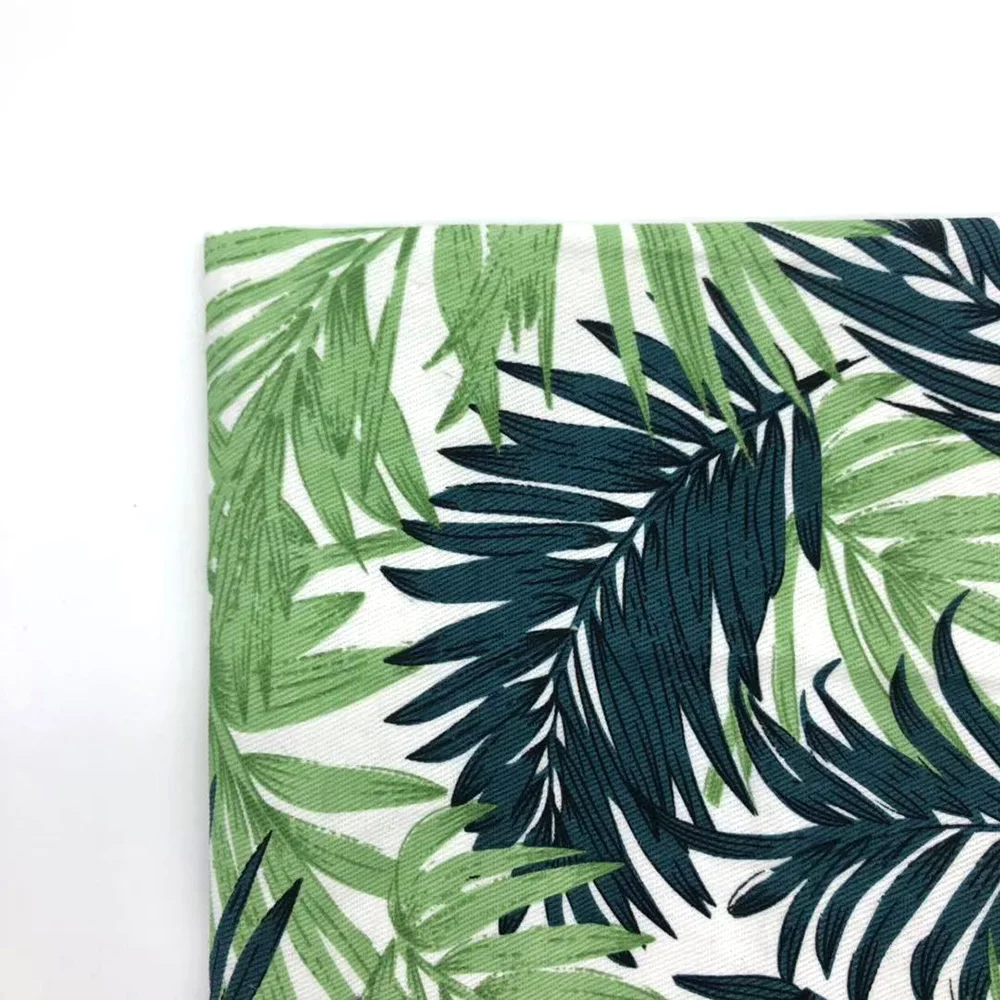 
100% cotton printed fabric palm tree large leaf poplin printed fabric beach pants fabric American market 