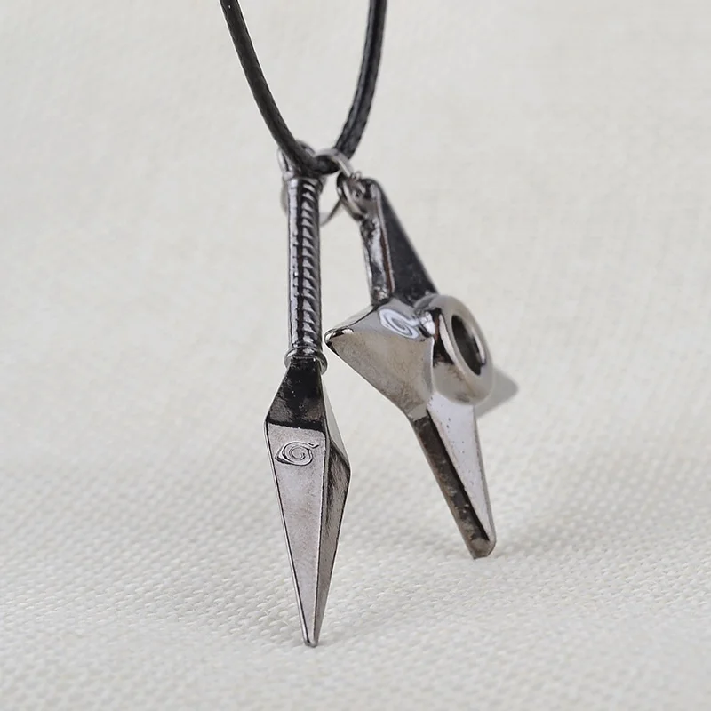 

Japanese Anime Alloy Stainless Steel Naruto Kunai Shuriken Necklace China Jewelry Manufacturer, As picture