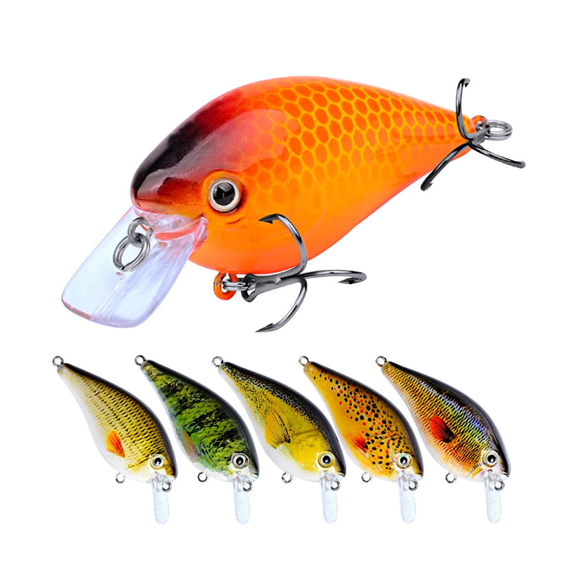 

Lifelike and 6 Colourful Aritificial Hard Fishingbait 3D Eyes ABS Fishing Swimbait 5pcs Fishing Lure, Colorful