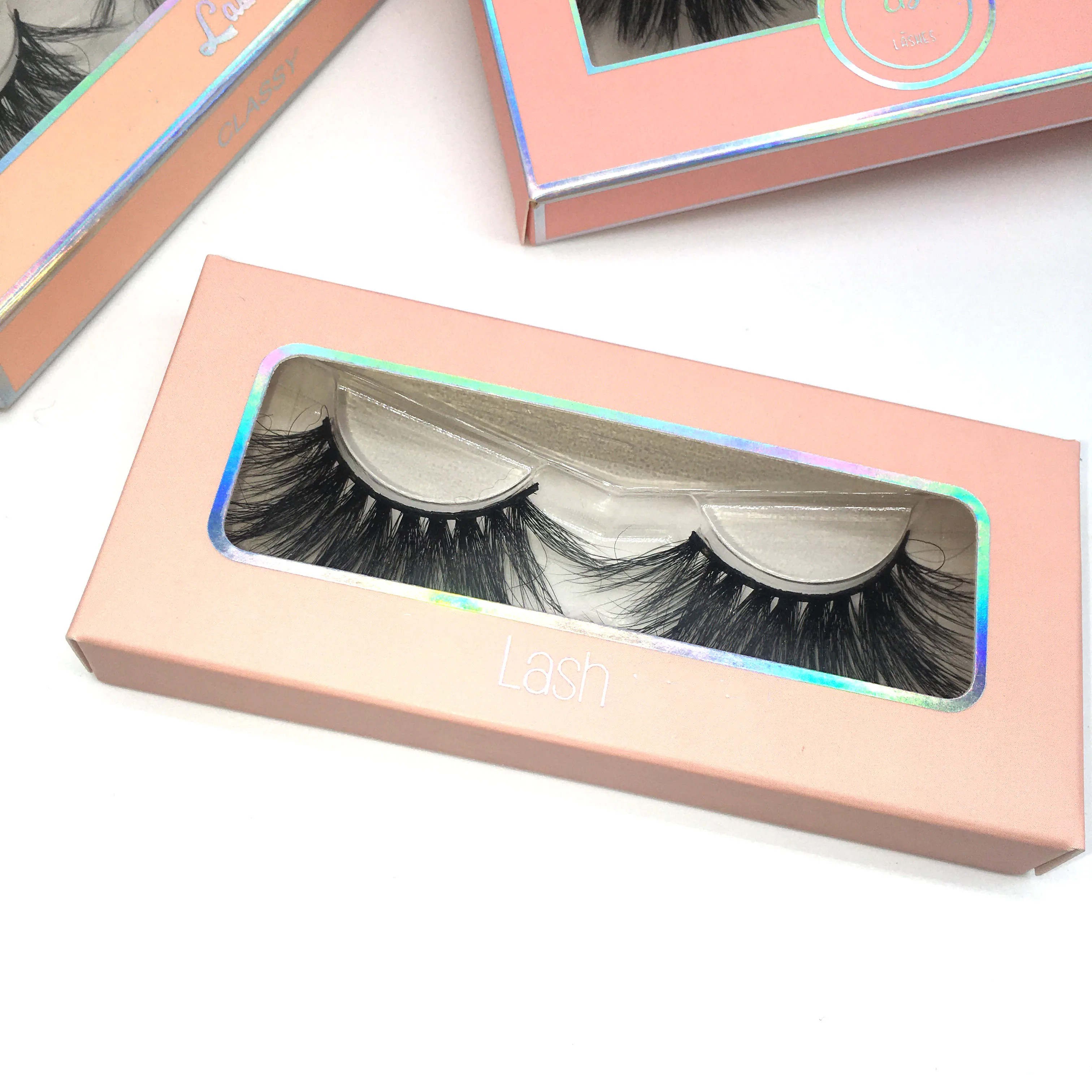 

wholsale empty vendor simple pink paper custom logo eyelashes box