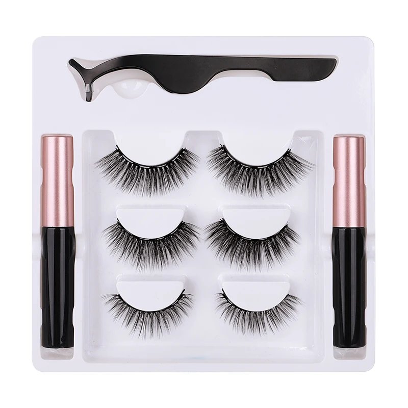 

Three pairs of magnet eyelashes private-label-magnetic-eyelashes ultimate long lasting magnetic eye lashes, Natural black