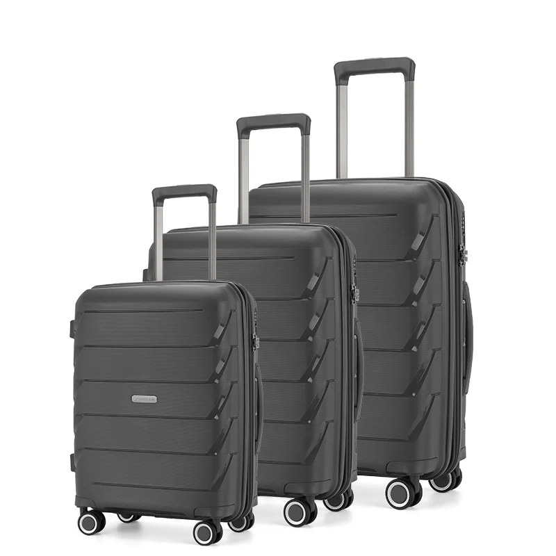 

Chinese supplierwholesale 3 pcs 4 wheels trolley 3PCS PP Trolley Suitcase 20'24'28' inch Luggage Set for girl travel used, Red or customized color