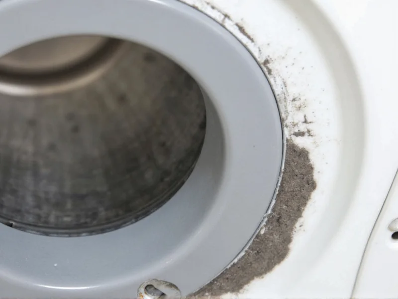 Close-up of mold inside washing machine gasket