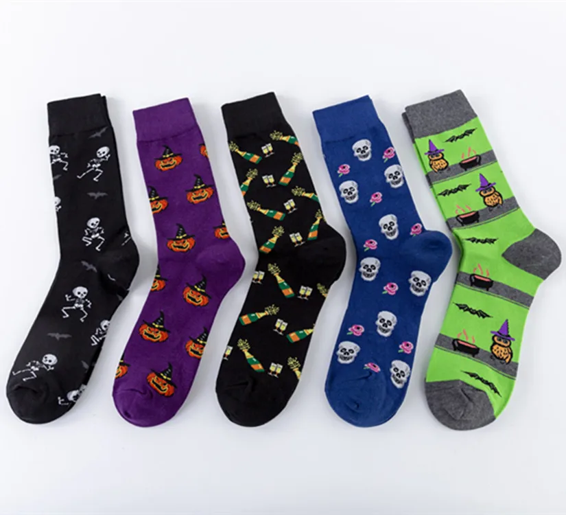 

MY-032 Fashion Men Socks Colorful Art Crew Socks Halloween Dress Socks Men, As shows