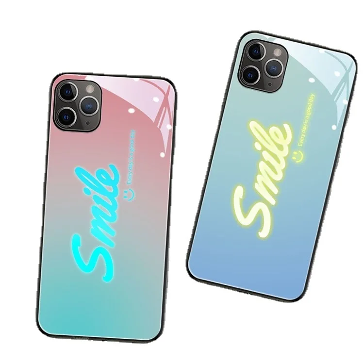

2020 new arrivals fashion luxury Luminous tempered glass case led night light phone case