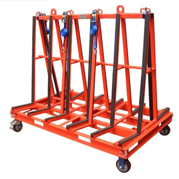 Custom A Frame Rolling Storage Rack For Glass Trolley Cart For Granite