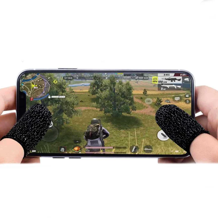 

Free Fire Game Controller Sweatproof Finger Gloves for Phone Gaming Games Finger Sleeve, Black grey blue