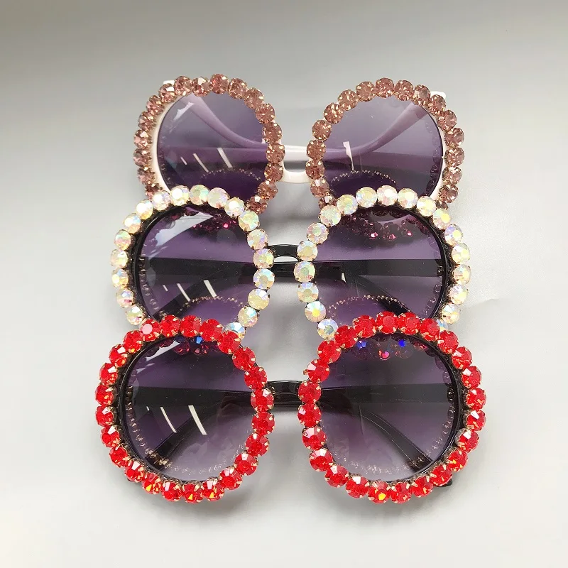 

2021 fashion design new trend luxury flower vintage round women fashion sunglasses with diamonds