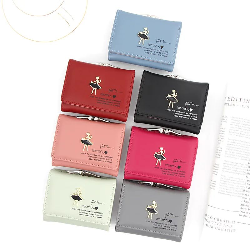 

Personalized fashion pattern text girl short coin purse cute short ladies mini women small short wallet ladies clutch for girl, 7 colors