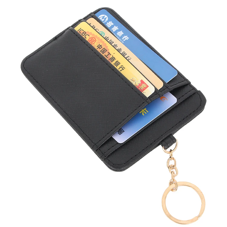 

PU cartera caballero Wallet Men's Thin Slim Minimalist RFID Blocking Custom Leather Credit Card Holder, Black