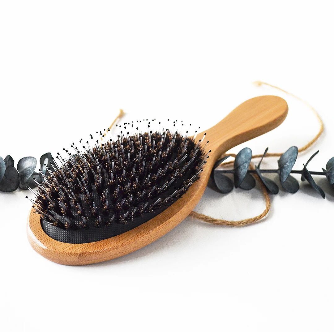 

New Arrivals Eco-friendly Biodegradable Natural Bamboo Scalp Massage Paddle Hair Cushion Detangle Brush for Hair