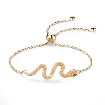 

New designs gemstone bracelet jewelry popular copper zircon golden snake shape chain bracelet, As pic