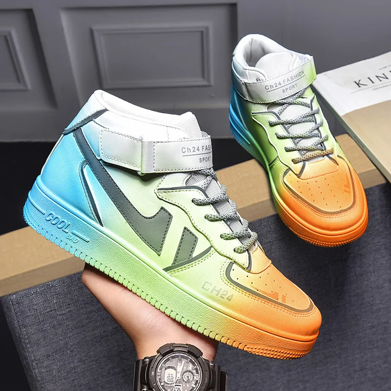 

Men's Casual Sports Shoes Sepatu Sneaker Men Running Luminous High-top Sneakers Men's Trendy Breathable Shoes Wholesale