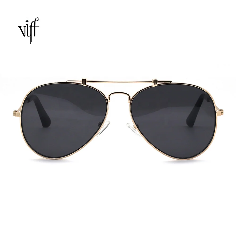 

VIFF Aviation Men Driving Sun Glasses HM19308 Classic Style Big Size Metal Round Pilot Shades Sunglasses