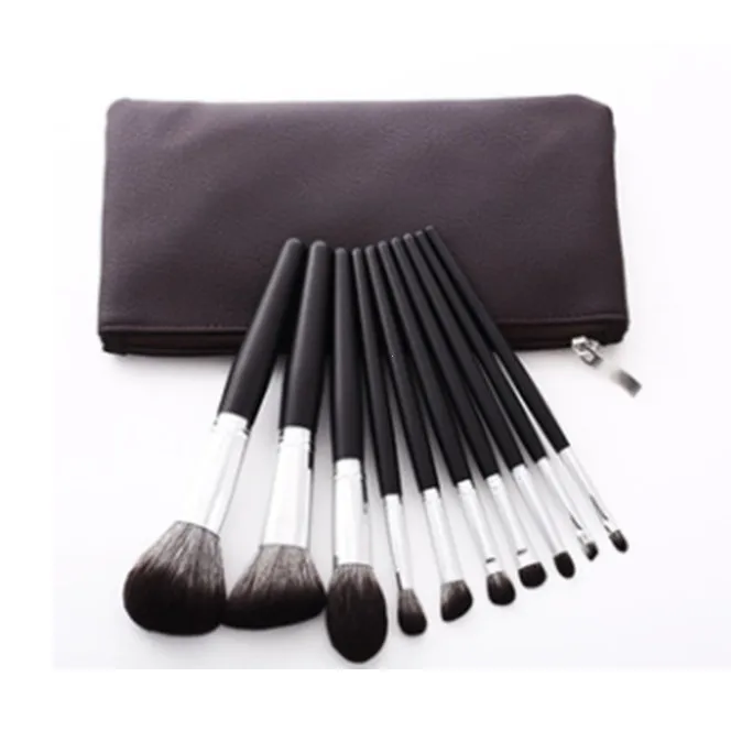

Microfiber brushes wooden handle makeup brush cleaner set 10pk, Black