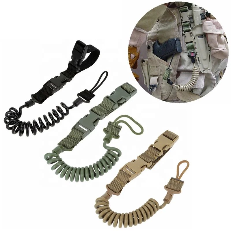 

Quick Release Shooting Hunting Strap Army Combat Gear lanyard Airsoft Tactical Single Point Pistol Handgun Spring Lanyard Sling