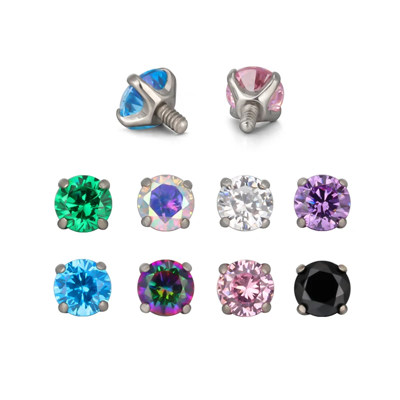 

Accessories Colorful 4 Prong CZ Labert Earring Jewelry Piercing 16G Internal Thread Lip Ring Top