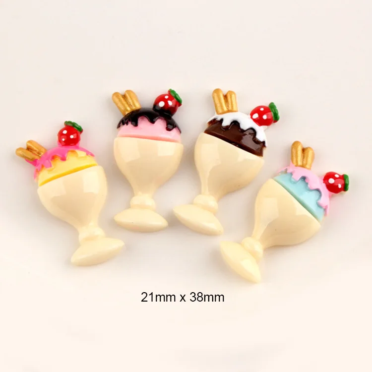 

hot sale flat back fake strawberry ice cream resin craft for phone case