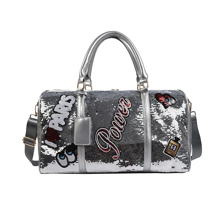 

Fashion Luxury Glitter Yoga Fitness Gym Duffel Bag Women PU Travel Bags