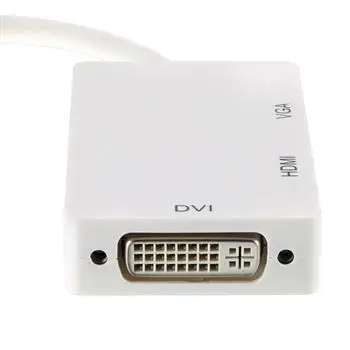

3 In 1 Thunderbolt Mini Display Port MINI DP Male To HDMI DVI VGA Female Adapter Converter Cable For Apple MacBook Air Pro MDP, Black/white