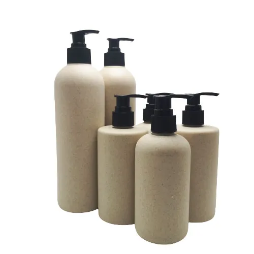 

Eco friendly recycle 500ml wheat straw plastic biodegradable cosmetic shampoo bottle with pump