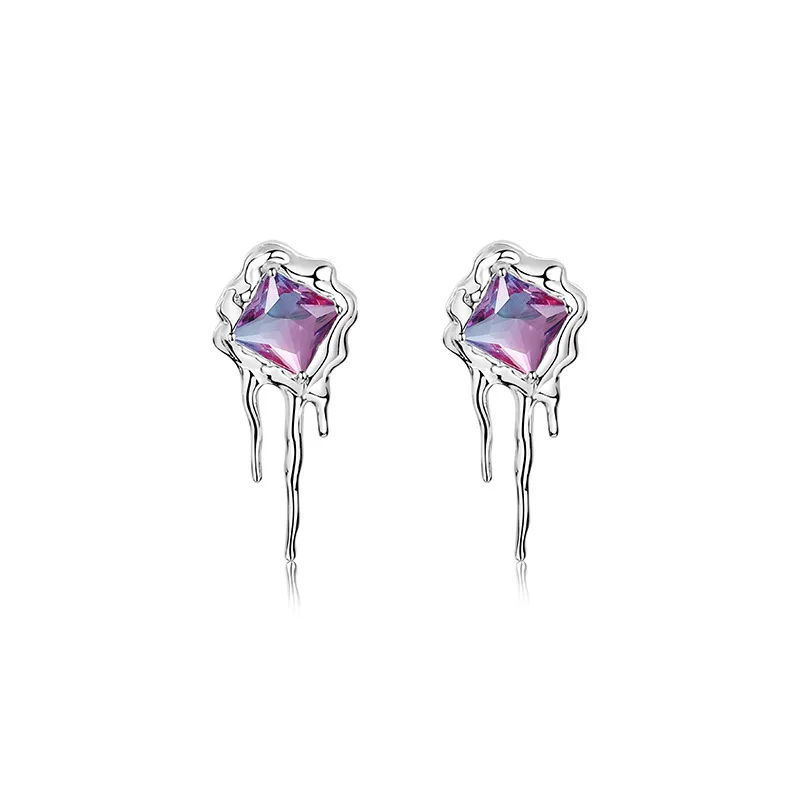 

VIANRLA 925 sterling silver pink zircon acetate earrings for women