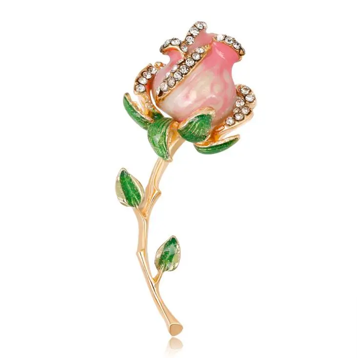 

New Fashion pink rose flower brooches Enamel brooch pin Alloy Brooch jewelry wholesale DAL234, As photo