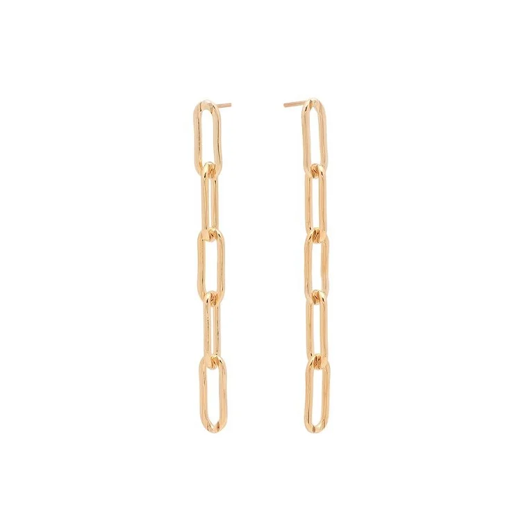 

Hot sale chain link earrings stainless steel gold plated drop earrings