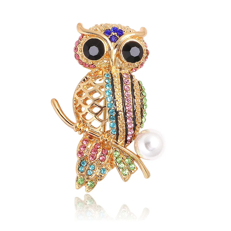 

JAENONES Factory Fashion Custom Ladies Rhinestone Bird Eagle Brooch Designer Pearl Cute Owl Brooches