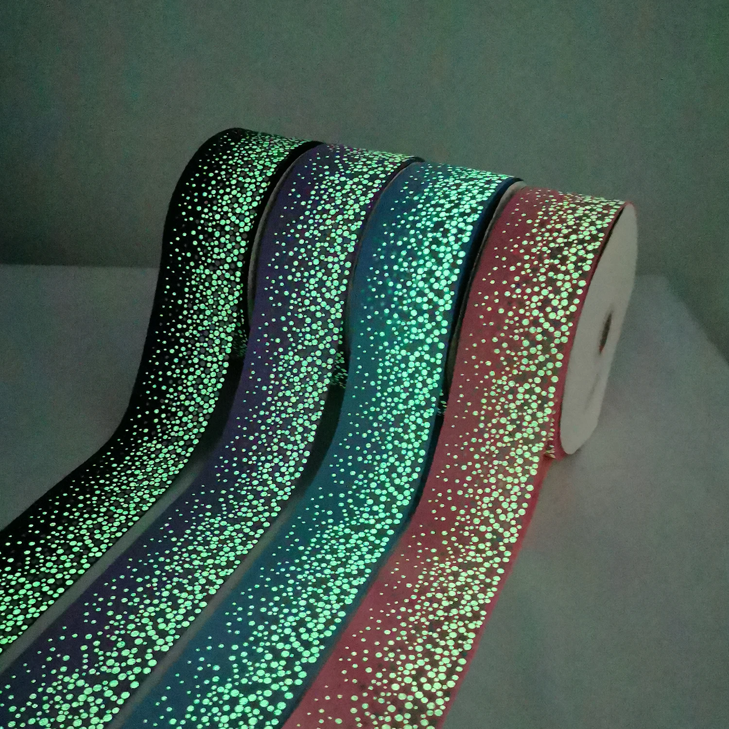 75毫米彩色点发光印花辉光在黑暗的激光箔丝带为 diy 工艺品