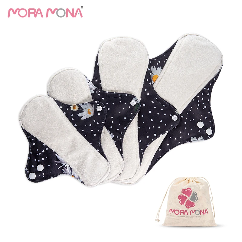 

Moramona Comfortable Soft Absorbent Female Sanitary Pads 4 pieces in combination Reusable Cloth Menstrual Napkin, Colorful