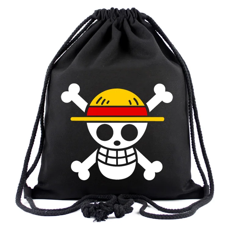 

Anime One Piece Luffy Trafalgar Law Symbol Canvas Drawstring Bag for Fans, As the picture