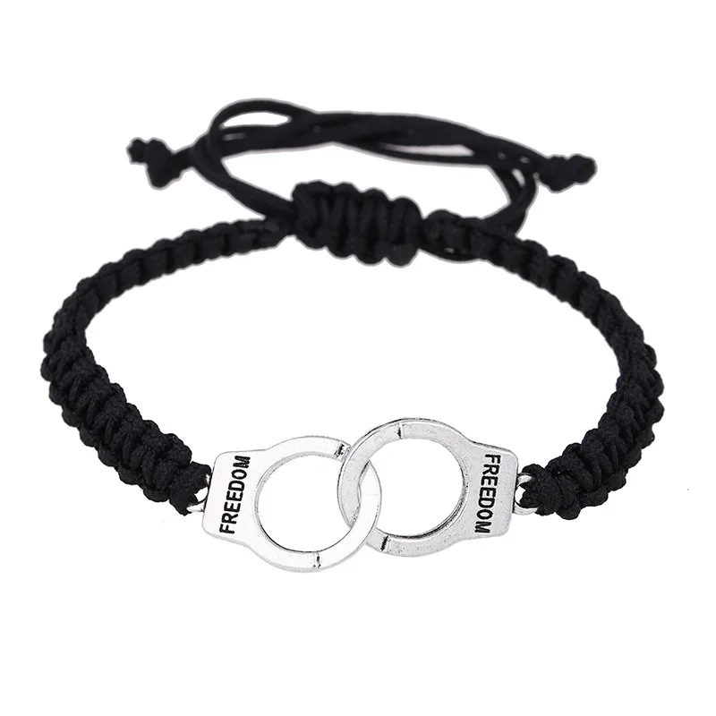 

Handmade Woven Nylon Rope Bracelet For Couple Handcuffs Bracelets Handcuffs Hand Rope Woven Bracelet, Black