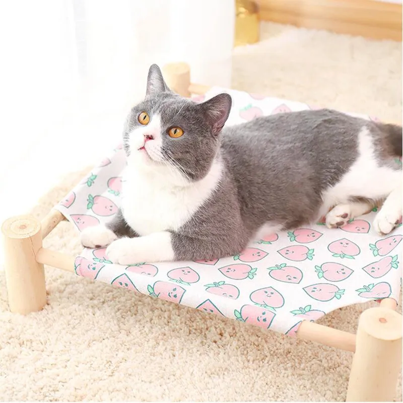 

Wood Cat Hammock Removable Cat Bed Lounge House Litter Sleeping Mat Easy To Remove And Wash summer pet bed nordic pet bed