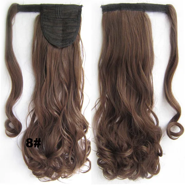 

VMAE 22 Inch 55cm Long Magic Paste Black Brown Blonde Heat Resistant Curls Wavy Ponytail Synthetic Ponytail Hair Extension