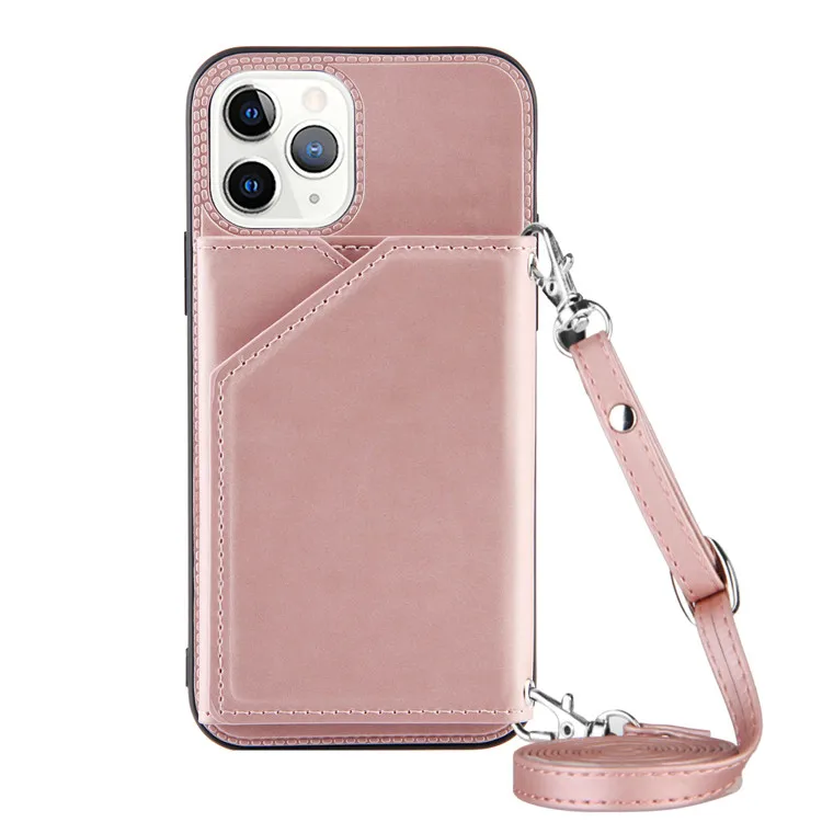 

Lanyard Necklace Chain Leather Phone Case for iPhone 11 pro max Strap Cord Rope with Wallet Cover