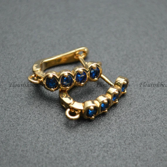 

Blue color Zircon Beads Paved Multi Rows Earring Hooks fit Dangle Earrings making Wholesale Jewelry Findings Gold Silver Color