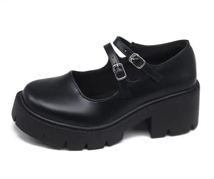 

New Black Pumps Fashion Leather Platform Shoes Woman Round Toe women high heel shoes, Customized color