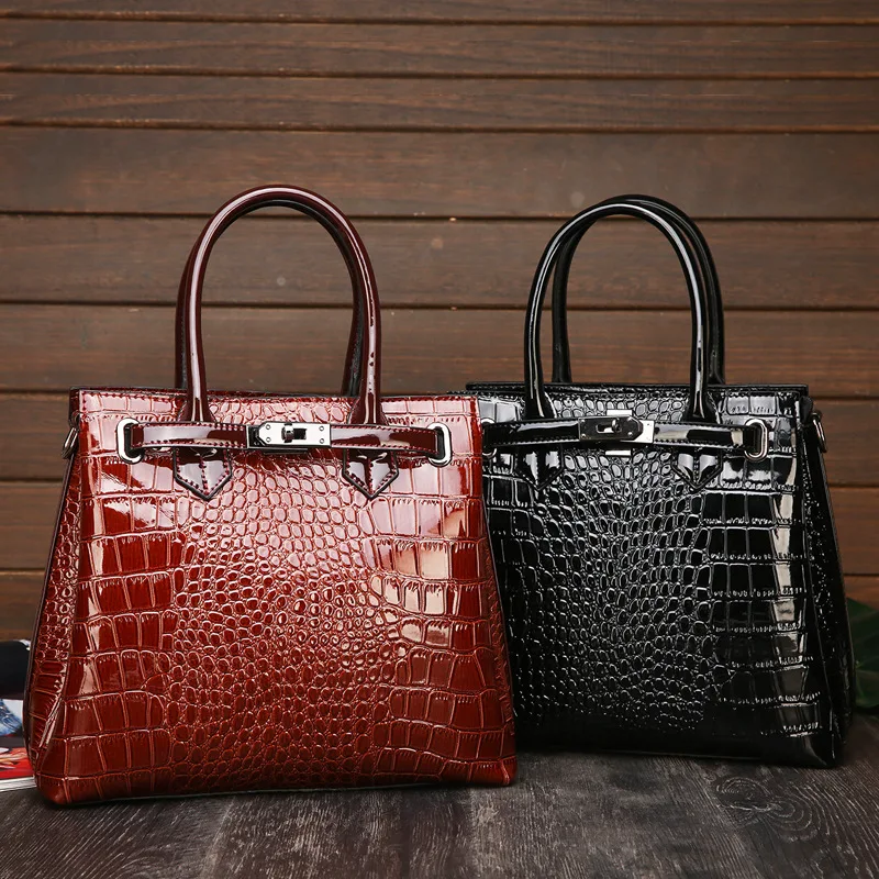 

Wholesale Elegance Stylish Snake Embossed Luxury Purse Sling Messenger Bag Crocodile PU Leather Tote Bag Ladies Women's Handbags