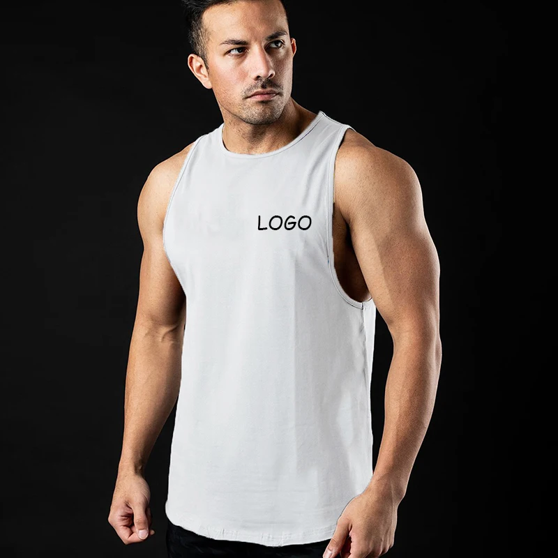 

Multiple Colour Plus Size Custom Fashion Casual Training Wear Clothes Mens Tight Gym Fitness Vest, As pictures
