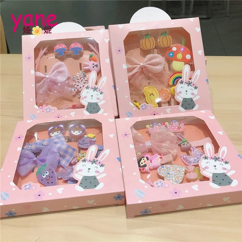 

Fashion box set cute girls acrylic hair clip purple design rabbit style hair clip set