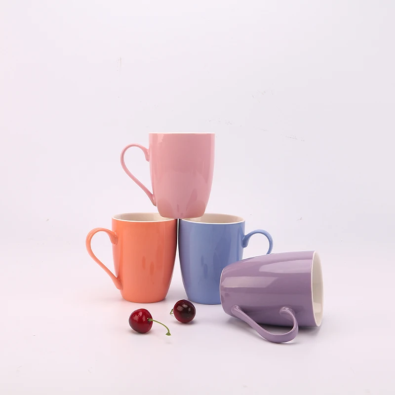 

12oz new bone china glazed mug, Pink,purple, sky blue, orange