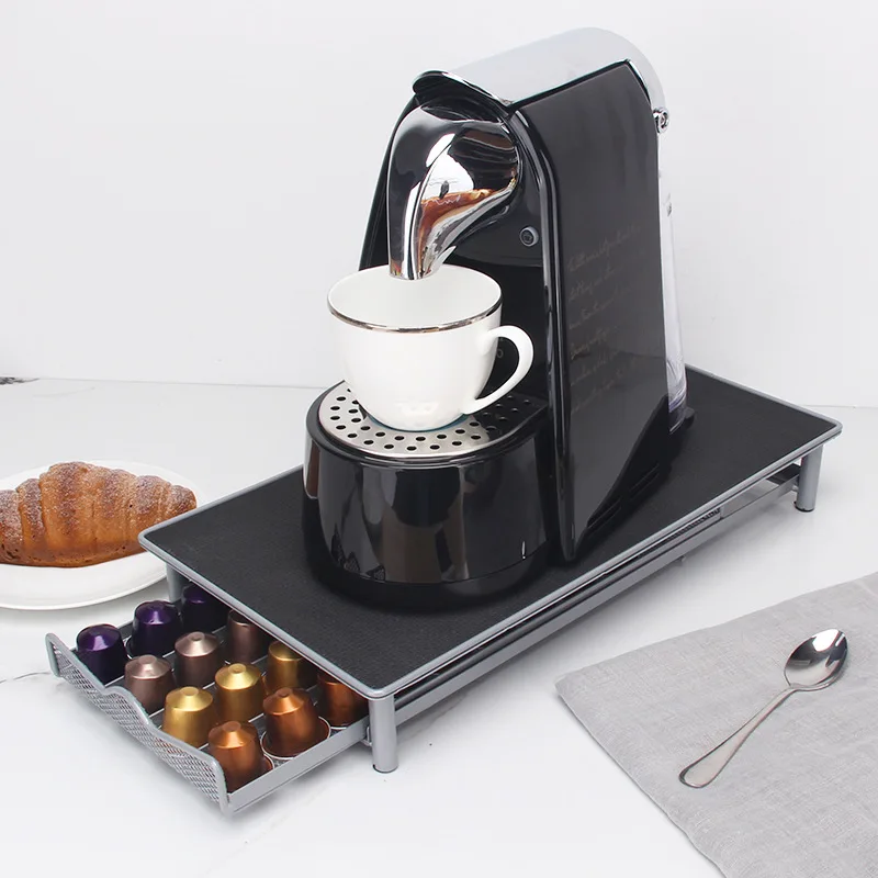 

Hot Selling Product Kitchen Metal Double-layer Coffee Capsule Rack, Black
